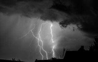 clouds and lightening in grayscale.